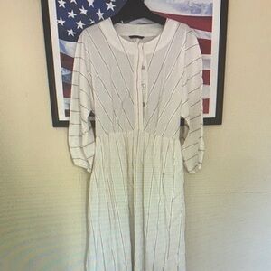 Sacai White Striped Mini Dress